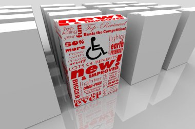 Tekerlekli sandalye Engelli Sembol Engelli Ürün Kutusu En İyi Tasarım 3d İllüstrasyon