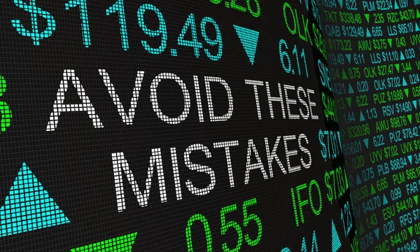 Evitare questi errori Investire errori Pericoli Rischi Stock Market 3d Illustrazione — Foto Stock