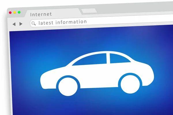 Auto Internet website voertuig Autoshop ping Research 3D illustratie — Stockfoto