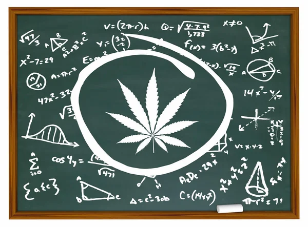 Marijuana Cannabis Weed Pot Formulas Science Inventing New Leaf 3d Illustration — Stock Photo, Image