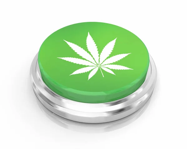 Marijuana Pot Weed Cannabis Green Round Button Order 3d Illustration — Stock Photo, Image