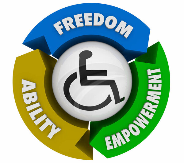 Wheelchair Disabled Person Symbol Disability Freedom Ability Empowerment 3d Illustration