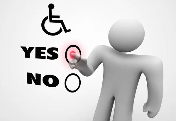 Niepełnosprawny wózek inwalidzki Symbol niepełnosprawności Wybierz opcję 3d Ilustracja — Zdjęcie stockowe