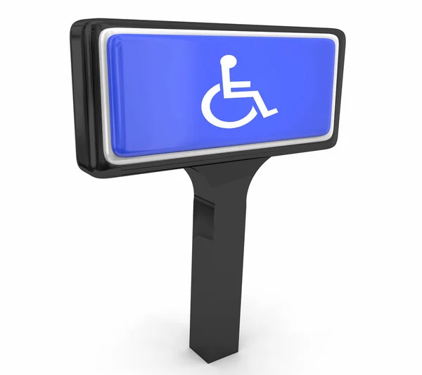 Disabili sedia a rotelle simbolo disabilità negozio servizio segno 3d illustrazione — Foto Stock