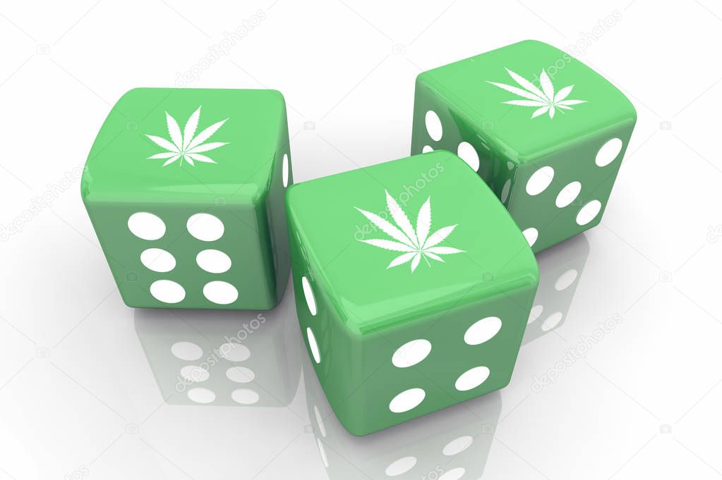 Marijuana Cannabit Pot Weed Roll Dice Win 3d Illustration