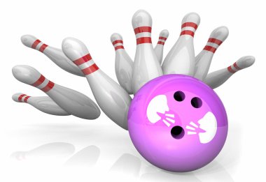 İki Kişi Talking Tartışma İletişim Bowling Ball Strike Pins 3d İllüstrasyon Yüzler