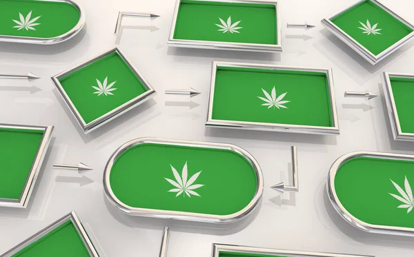 Marihuanové plevel Cannabis mapa procesů úrovně stupňů 3D ilustrace — Stock fotografie