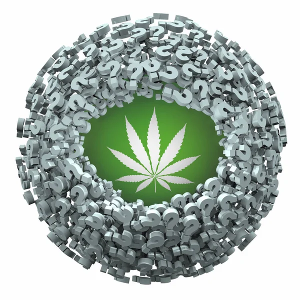 Marijuana Weed Pot cannabis frågor svar FAQ 3D illustration — Stockfoto