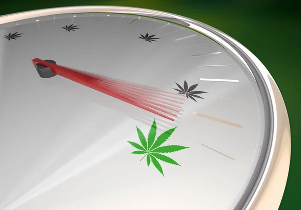 Marijuana ogräs potten cannabis hastighetsmätare nivå mått 3D illustration — Stockfoto