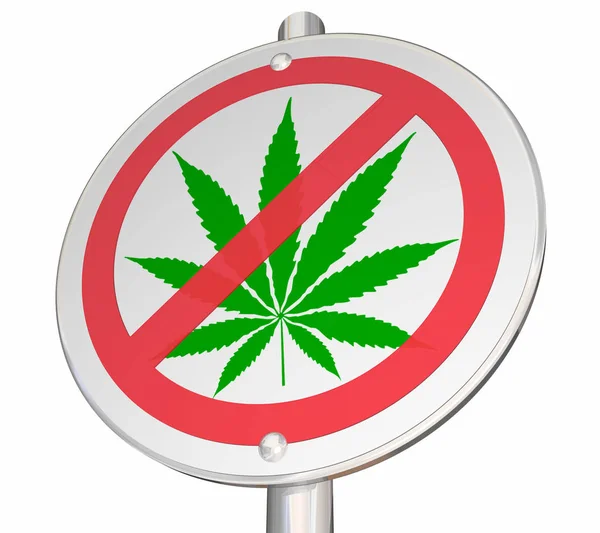 No Marijuana Weed Pot Cannabis Warning Sign 3d Illustration — Stock Photo, Image