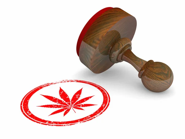 Marijuana Weed Pot Sello de cannabis Producto Oficial Ilustración 3d —  Fotos de Stock