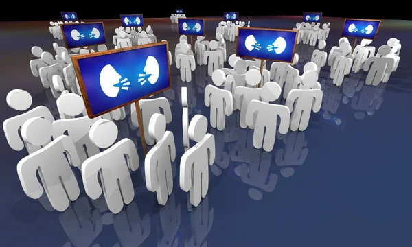 Twee mensen gezichten praten discussie communicatie chat groepen mensen tekenen 3D illustratie — Stockfoto