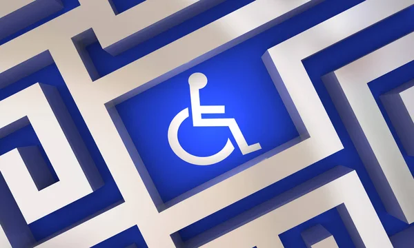 Wheelchair Disabled Person Symbol Disability Maze Lost Find Your Way 3d Illustration — Stock Photo, Image