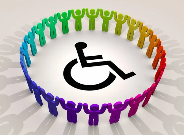 Wheelchair Disabled Person Symbol Disability People Support Group 3d Illustration — Stockfoto