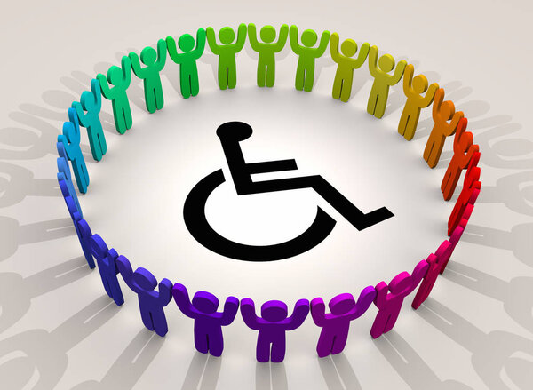 Wheelchair Disabled Person Symbol Disability People Support Group 3d Illustration