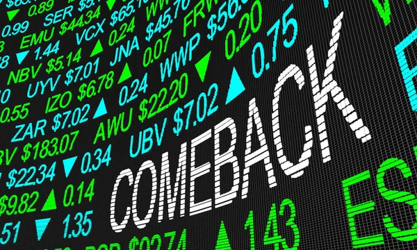 Comeback Resurgance rebound Company aktier Rise aktiemarknaden 3D illustration — Stockfoto