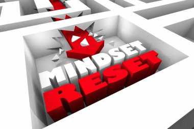 Mindset Sıfırlama Görünümünüzü Değiştir Düşünme Labirent 3d İllüstrasyon