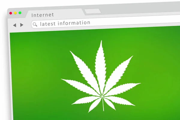 Marihuana tráva na webu objednávka online Internet 3D ilustrace — Stock fotografie