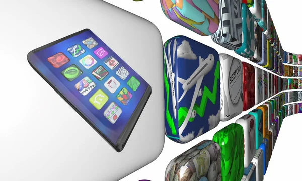 Nya smarta telefonen cell Apps mjukvarumarknaden Ladda ner 3D illustration — Stockfoto