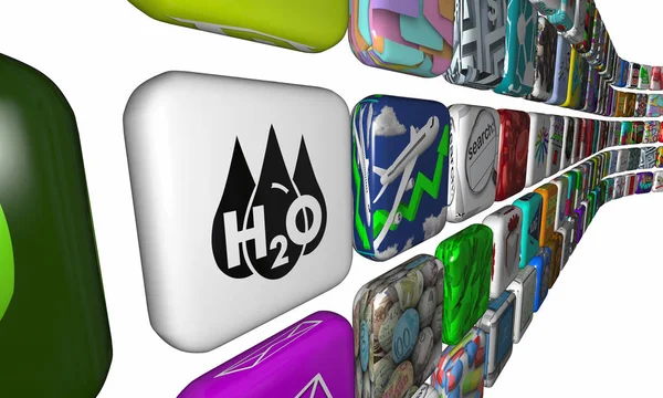 Acqua H20 acqua potabile pulito risorsa App Software Service 3d Illustrazione — Foto Stock