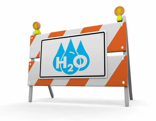 Water H20 Drinkable Clean Resource Barrier Construction Sign 3d Illustration — Stock Photo, Image