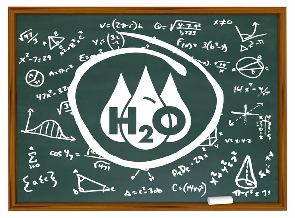 Su H20 İçilebilir Temiz Kaynak Chalkboard Formula Bilim 3d İllüstrasyon — Stok fotoğraf