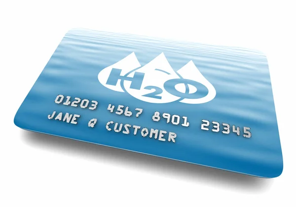 Ilustração da conta 3d do cartão de crédito do recurso limpo potável da água H20 — Fotografia de Stock