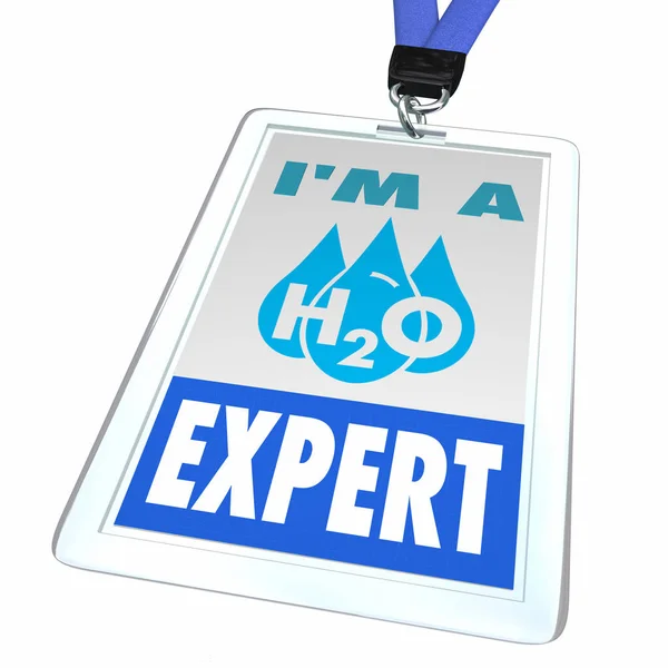 Agua H20 Drinkable Clean Resource Expert Staff Badge 3d Ilustración — Foto de Stock