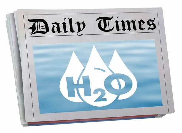 Agua H20 fuente limpia potable Periódico noticias de actualidad Historia Ilustración 3d —  Fotos de Stock