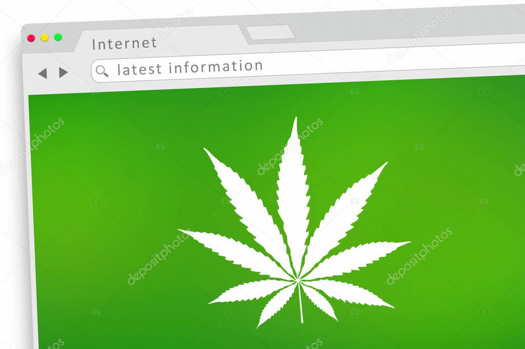 Marijuana Pot Weed Cannabis Website Order Online Internet 3d Illustration