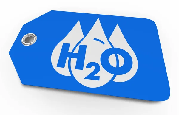 Water H20 prijskaartje koop schoon drinkbaar service 3D illustratie — Stockfoto