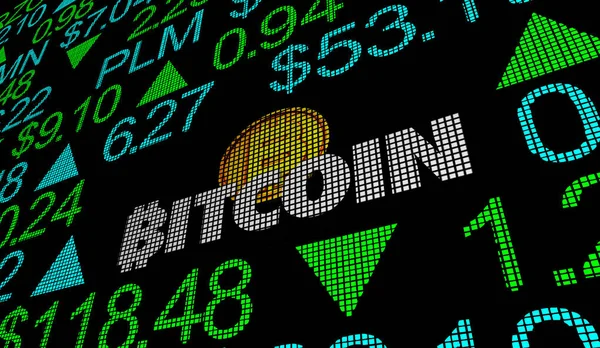 Bitcoin Cryptocurrency digitale Blockchain geld Stock Market Business Company Trading 3D illustratie — Stockfoto