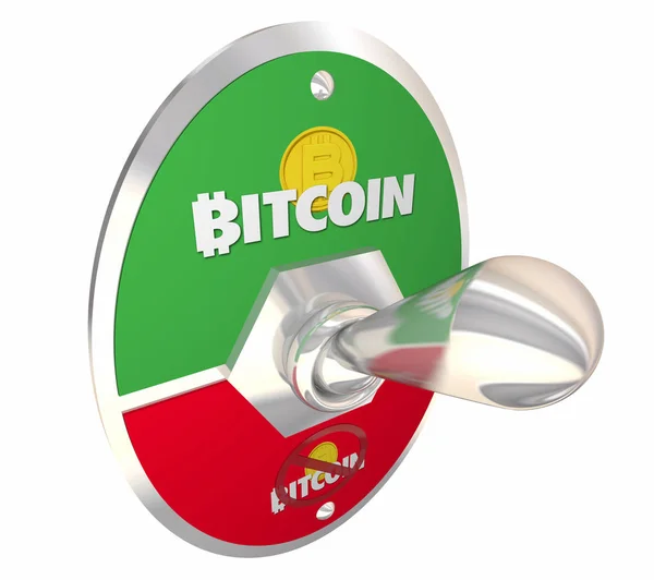 Bitcoin Cryptocurrency digitale Blockchain geld acceptatie hier geaccepteerd 3D illustratie — Stockfoto