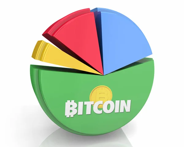 Bitcoin Cryptocurrency digitale Blockchain geld Pie Chart marktaandeel 3D illustratie — Stockfoto