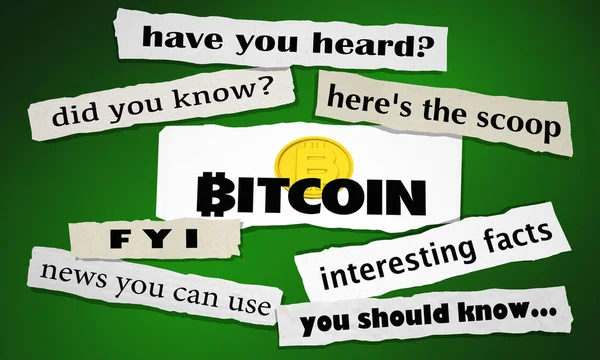Bitcoin Criptomoeda Dinheiro Digital Manchetes de jornal Big News 3D Ilustração — Fotografia de Stock