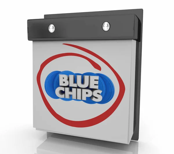 Blue chips κορυφαίοι στόχοι προτεραιότητες ημερολόγιο ημέρα ημερομηνία υπενθύμιση συνάντηση 3D εικόνα — Φωτογραφία Αρχείου