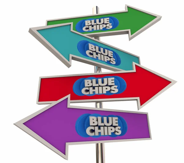 Blue Chips Top Priority Company Goal Arrow Signs 3d Illustration — Stok Foto