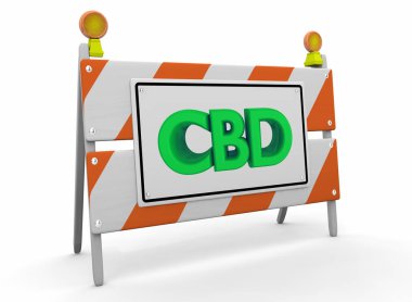 CBD Cannabidiol esrar esrar Inşaat Işareti barikat 3D Illüstrasyon