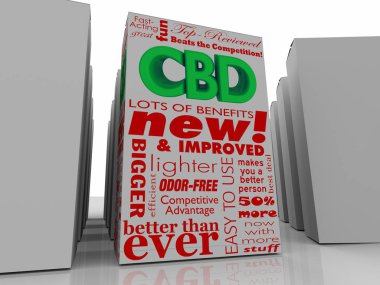 CBD Cannabidiol esrar esrar ürün kutusu paketi 3D Illust