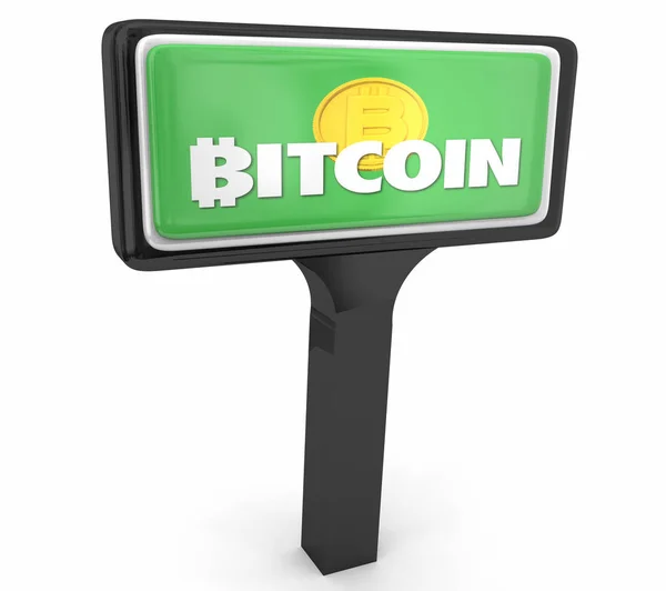 Bitcoin Cryptocurrency Digital Blockchain Money Store teken winkelen geaccepteerd hier 3D illustratie — Stockfoto