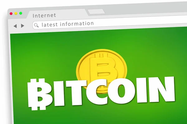Bitcoin Cryptocurrency digitale Blockchain geld website Internet eCommerce 3D illustratie — Stockfoto