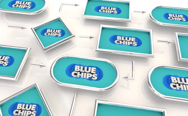 Blue chips Top célok prioritások folyamat térképterv 3D illusztráció — Stock Fotó