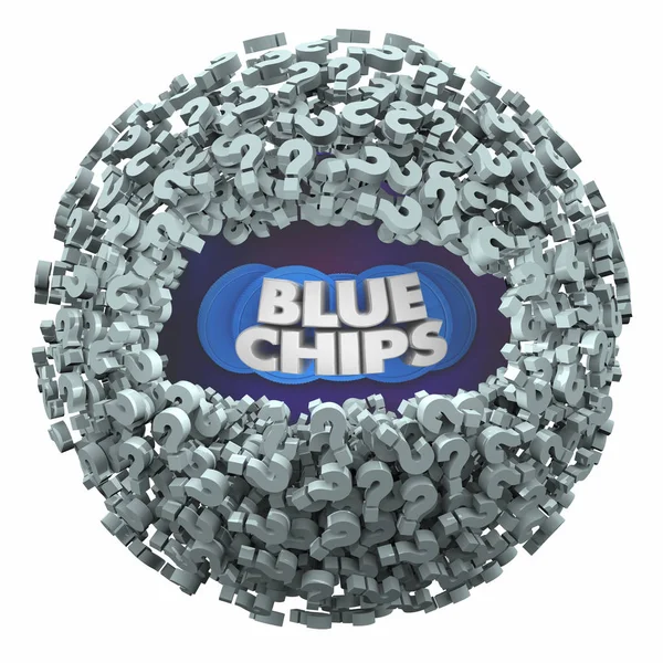 Blue Chips Top cele priorytety pytania odpowiedzi FAQ 3D ilustracja — Zdjęcie stockowe