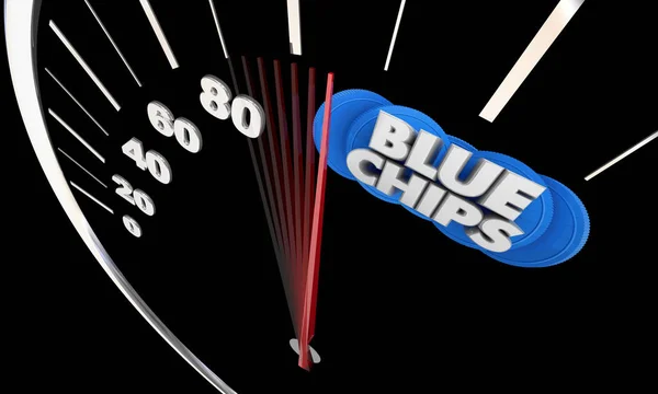 Blue Chips Top cele priorytety prędkościomierz sukces poziom Rising 3D ilustracja — Zdjęcie stockowe