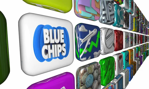 Mavi Chips en öncelikli şirket hedef Apps yazılım 3D Illüstrasyon — Stok fotoğraf