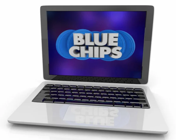 Blue chips Top Priority bedrijf doel computer laptop 3D illustratie — Stockfoto