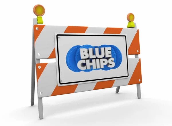 Blue chips Top prioriterade företag mål konstruktion Barricade Sign 3D illustration — Stockfoto