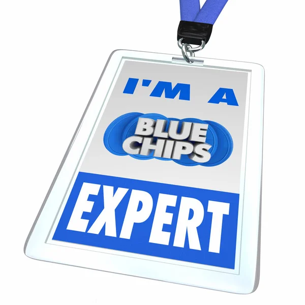 Blue Chips oberste Priorität Unternehmensziel Mitarbeiter Abzeichen Experte 3d Abbildung — Stockfoto