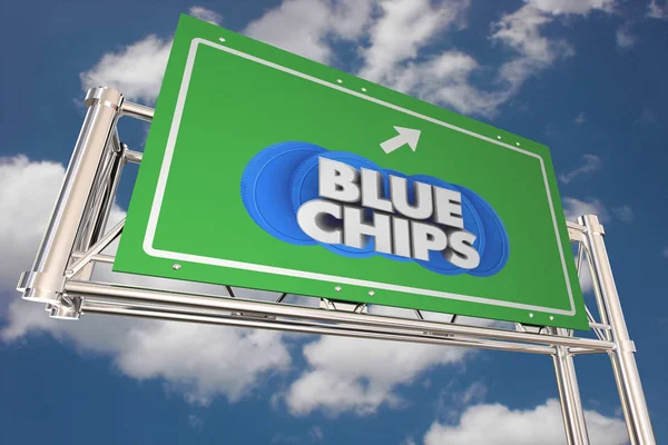 Mavi Chips en öncelikli şirket hedef Otoban Highway Sign 3D Illustration — Stok fotoğraf