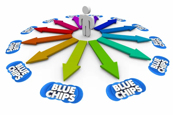 Blue chips Top Priority bedrijf doelpersoon pijl keuzes 3D illustratie — Stockfoto